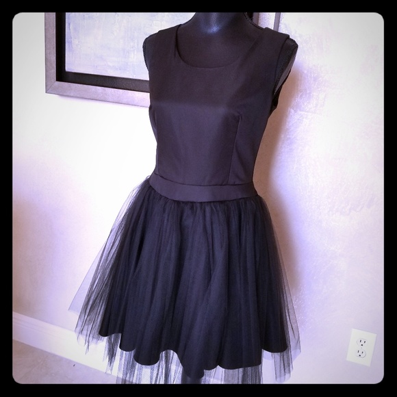 BLACK DRESS MESH RUFFLE new - Picture 1 of 5